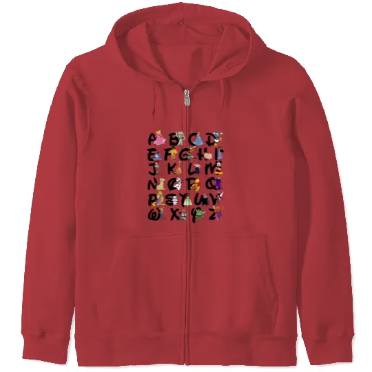 Disney Alphabet Characters Zip Hoodies, Disney Characters, Disney Teacher Zip Hoodies