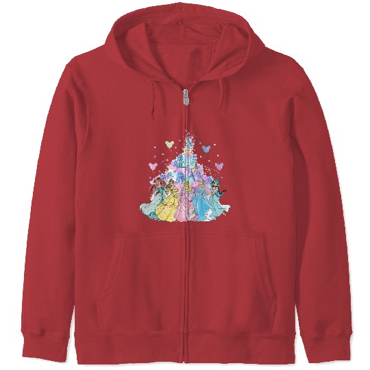 Disney Princess Zip Hoodies, Watercolor Castle Zip Hoodies, Princess Zip Hoodies