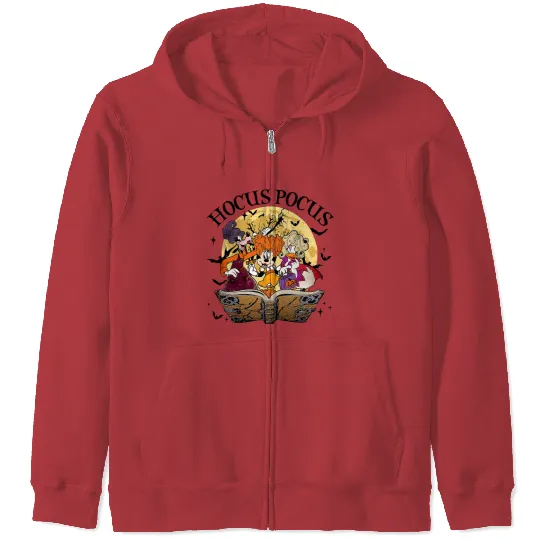 Disney Hocus Pocus Zip Hoodies, Minnie Daisy Clarabelle Cosplay Pocus Sanderson Sisters Zip Hoodies