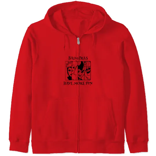 Bad Girls Have More Fun - Disney Villian Graphic Zip Hoodies, Ursula Maleficent Evil Queen, Disney Zip Hoodies, Halloween Tees, Disney Tees.