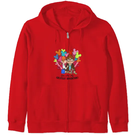 Retro Carl and Ellie Disney Balloon Zip Hoodies, You're My Greatest Adventure, Disney Up Valentine's Day Zip Hoodies