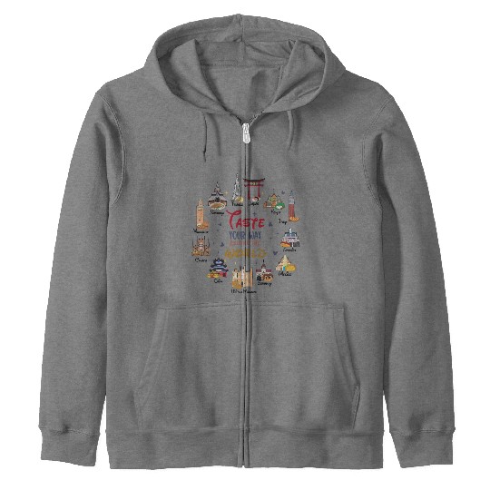 Disney Epcot World Showcase Countries Food Taste Your Way Around The World Zip Hoodies, Epcot Food and Wine Festival 2023