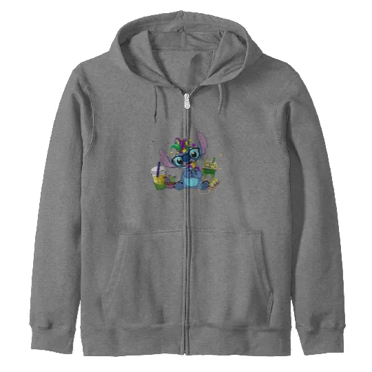 Disney Stichh Mardi Gras Zip Hoodies,Coffee Peace Zip Hoodies