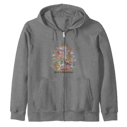 Alice In Wonderland Water Color  Zip Hoodies,Retro Disney Zip Hoodies, Disney World Zip Hoodies,Disney Movie Zip Hoodies, Disneyland Trip Zip Hoodies