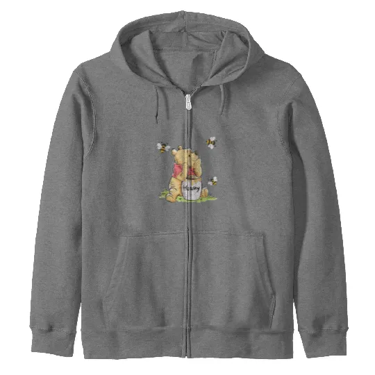 Vintage Pooh Zip Hoodies, Minimal Winnie The Pooh Zip Hoodies, Disney Trip Zip Hoodies