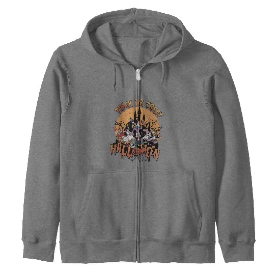 Retro Trick or Treat Disney Halloween Zip Hoodies, Vintage Disney and Bella Zip Hoodies