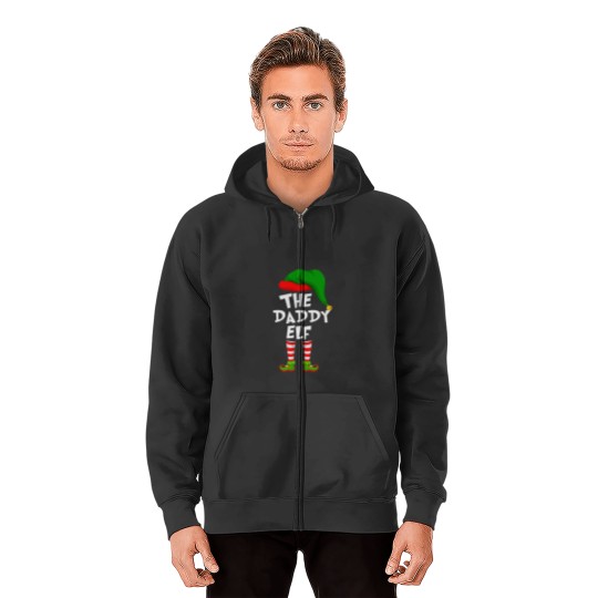 Funny Matching Family Christmas The Daddy Elf Zip Hoodies