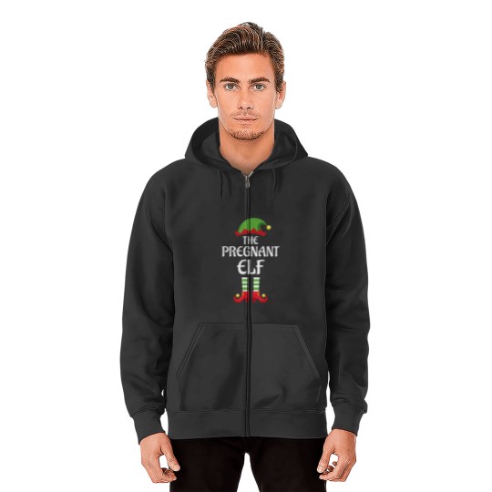 Pregnant Elf Family Matching Group Christmas Zip Hoodies