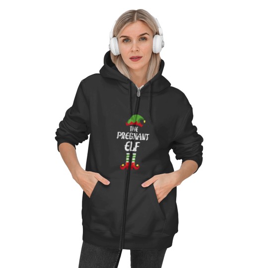 Pregnant Elf Family Matching Group Christmas Zip Hoodies