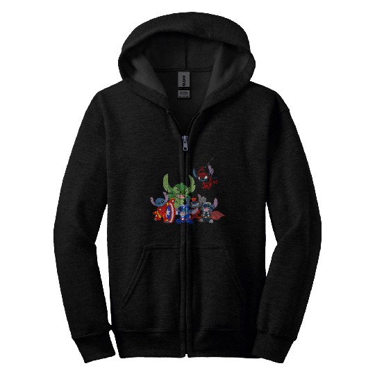 Stitch Avengers Marvel Deadpool Disneyland Zip Hoodies