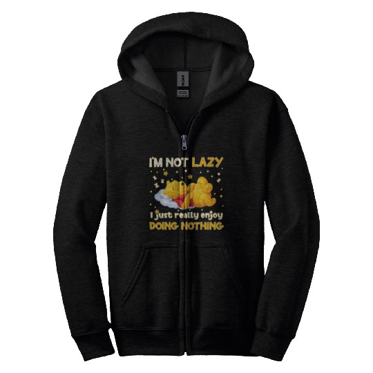 Winnie The Pooh Doing Nothing Funny Quote Colorful Disney  Zip Hoodies