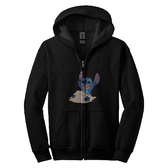 Stich Playing in Sand Disney Zip Hoodies