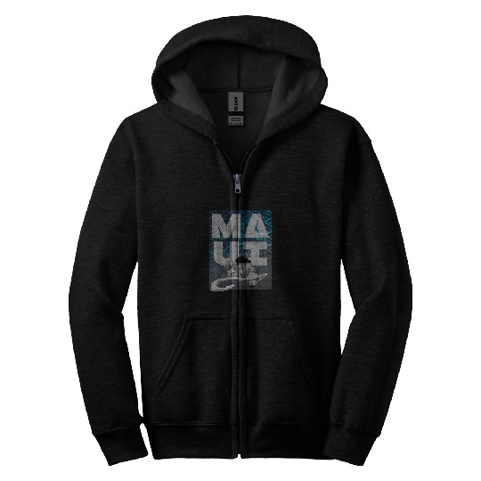 Disney Moana Maui Tattoo Style Letter Stack Port Zip Hoodies