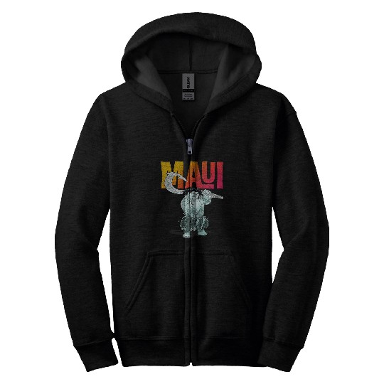 Disney Moana Maui Gradient Text Tough Pose Portrait Zip Hoodies