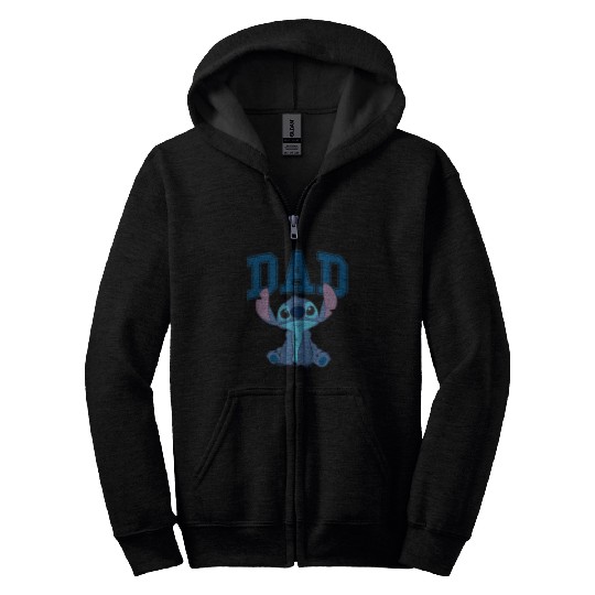 Disney Lilo Stitch Dad Cool Stitch Collegiate Logo Zip Hoodies
