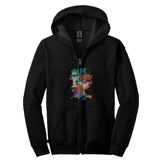 Disneyss Phineas And Ferb Life Of The Party Cool Group shots Zip Hoodies
