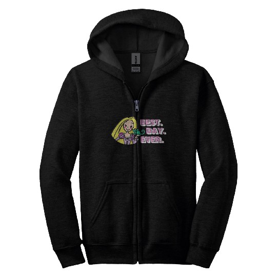 Disneyss Tangled Rapunzel Pascal Drawing Best Day Ever Logo Zip Hoodies