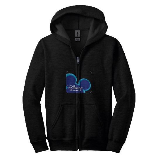 Disney Channel  Mickey Mouse Blue Retro 2000s Logo Zip Hoodies