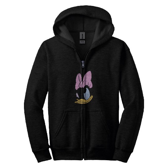 Disneyss Daisy Duck Big Faces Winking Bow Zip Hoodies
