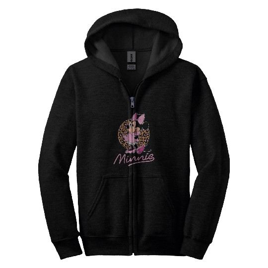 Disney - Minnie Leopard Print Raglan Baseball Tee Zip Hoodies