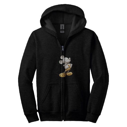 Disney Gold Mickey Mouse PoseShort Sleeve Zip Hoodies