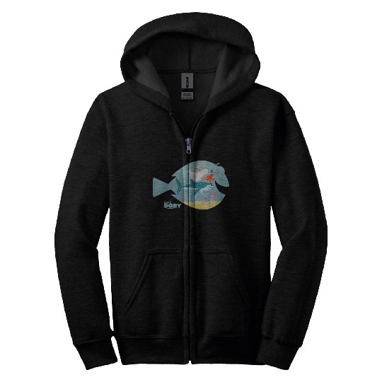 Disneyss Pixars Finding Dory Fish Frame Adventure Crew Logo Zip Hoodies