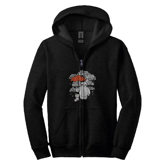Disney Big Hero 6 Baymax Patterned Rain Clouds Portrait Zip Hoodies