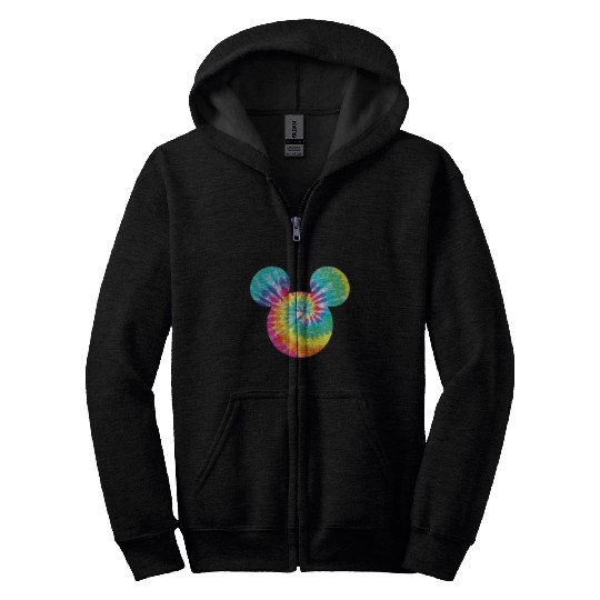 Disney Mickey Mouse Icon Rainbow Tie-Dye Short Sleeve Zip Hoodies