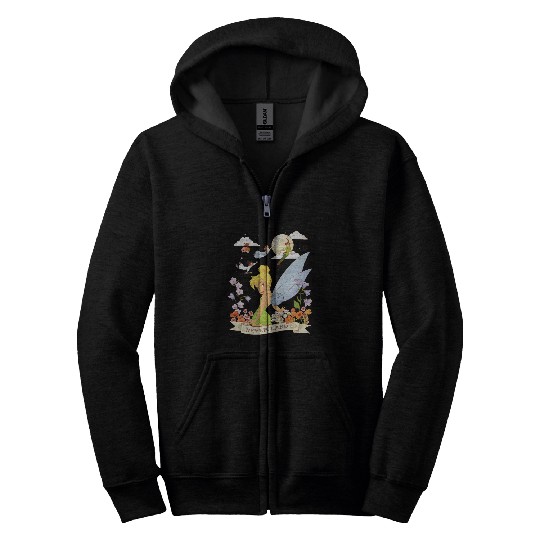 Disney Peter Pan Tinker Bell Never Land Flowers and Flight Zip Hoodies