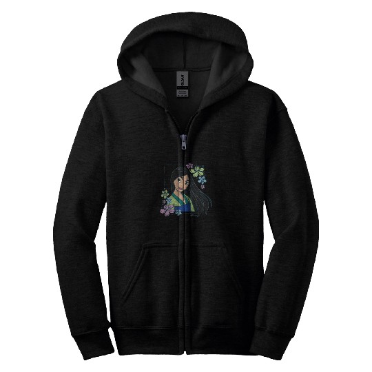 Disney Princess Mulan Flowers Zip Hoodies