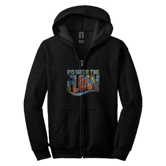 Disneyss Pixars Finding Nemo Go With The Flow Logo Filled Zip Hoodies