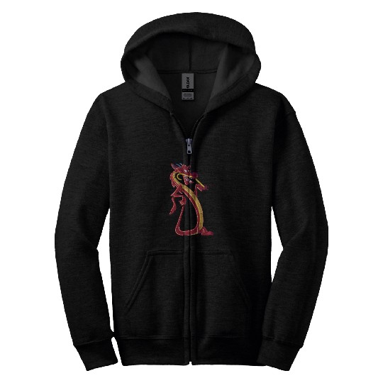 Disney Mulan Mushu Neon Accent Portrait Zip Hoodies