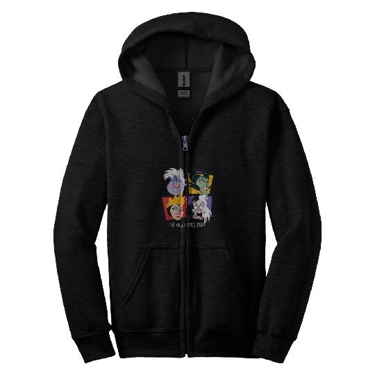 Disney Villains Ew Valentines Day Grid Zip Hoodies