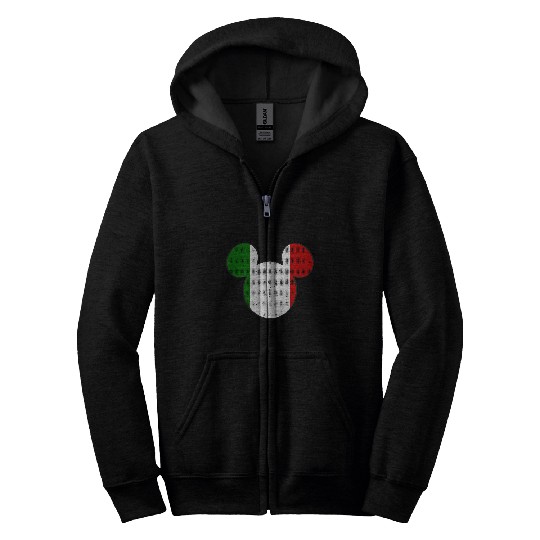 Disney Mickey Mouse Logo Italy Flag Fill Zip Hoodies