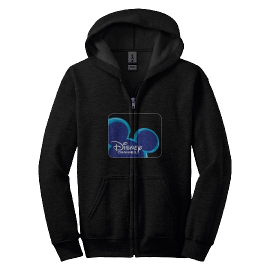 Disneyss Channel  Mickey Mouse Blue Retro 2000s Logo Zip Hoodies