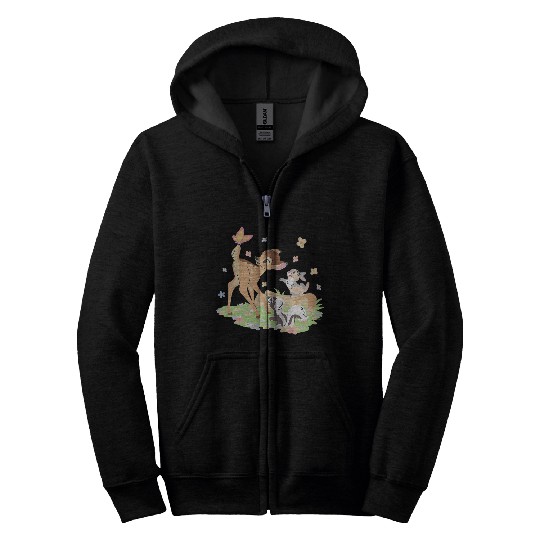 Disney Bambi Thumper & Flower Pastel Spring Easter Butterfly V-Neck Zip Hoodies
