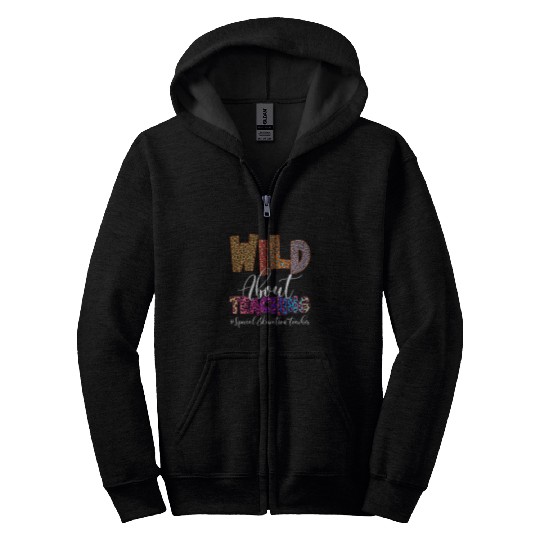 Wild About Teaching Special Education Teacher Leopard SPED Zip Hoodies