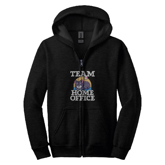 Team homesoffice Computer Cat Lover Remotely Worker Zip Hoodies