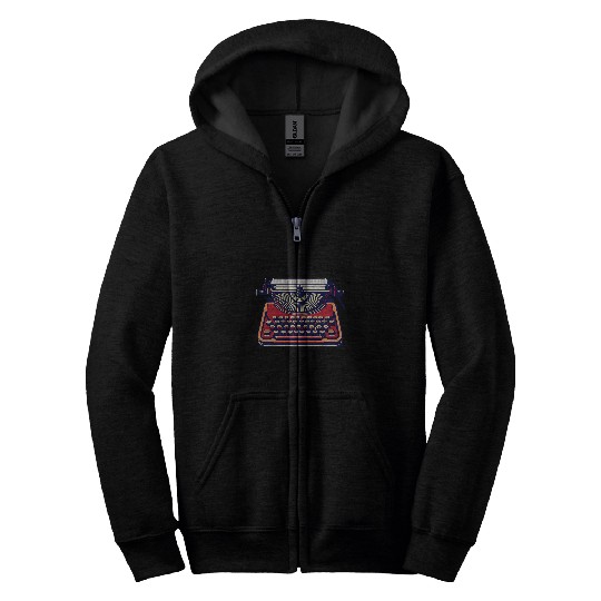 Retro Typewriter Writing for Writer Creative Typewriter Zip Hoodies