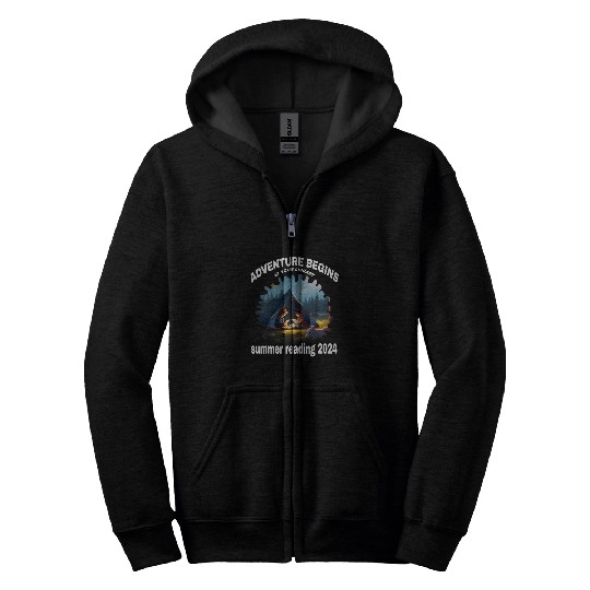 Adventure Begins At Your Library Summer Reading Program 2024 1 Zip Hoodies