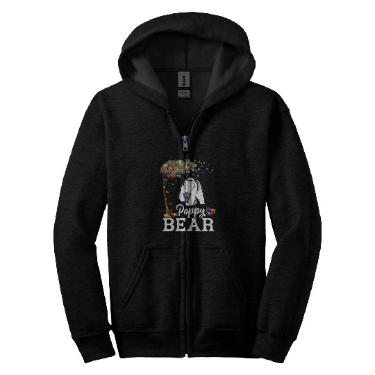 Funny Bear Autism Awareness Poppy Bear Support Autistic Cute Bears Zip Hoodies