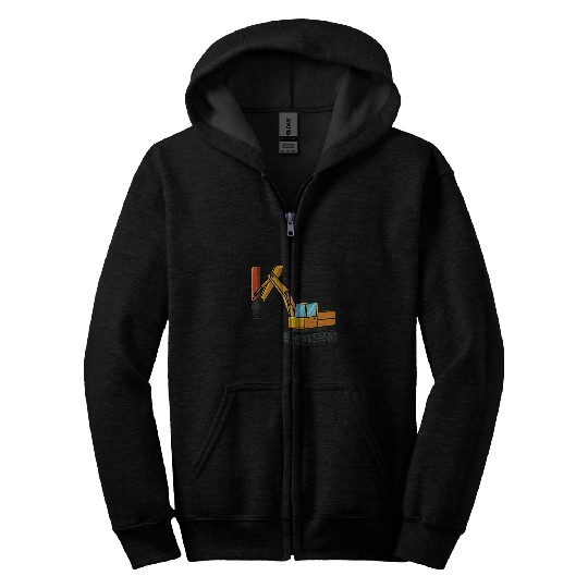 Pile Driver construction site machine Construction workers Zip Hoodies
