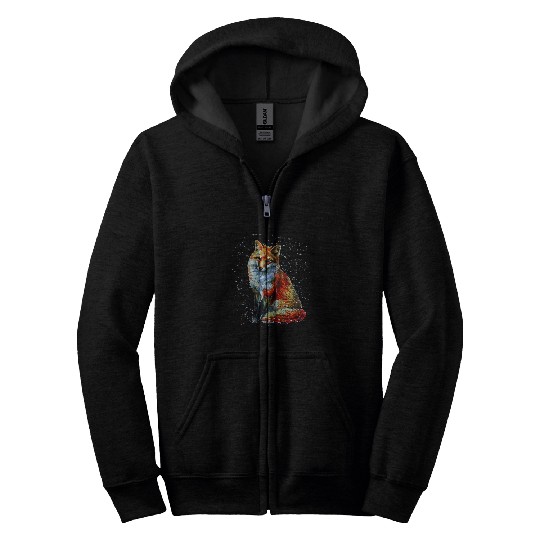 Fox Lover Hand painted Fox Zip Hoodies