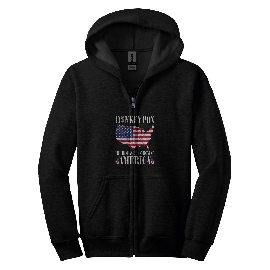 Donkey Pox The Disease Destroying America Funny antis Biden Zip Hoodies