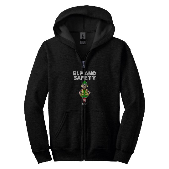 Elf and Safety Work Christmas Party Construction Worker Zip Hoodies