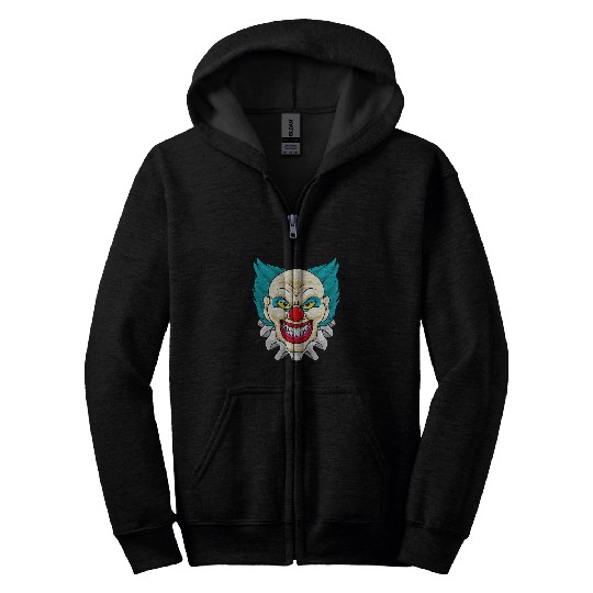 Evil Face Clown Head Halloween 3 Zip Hoodies