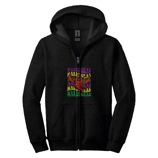 Crawfishs Mardi Gras Retro Mudbug carnivals Parade Cajun Party Zip Hoodies