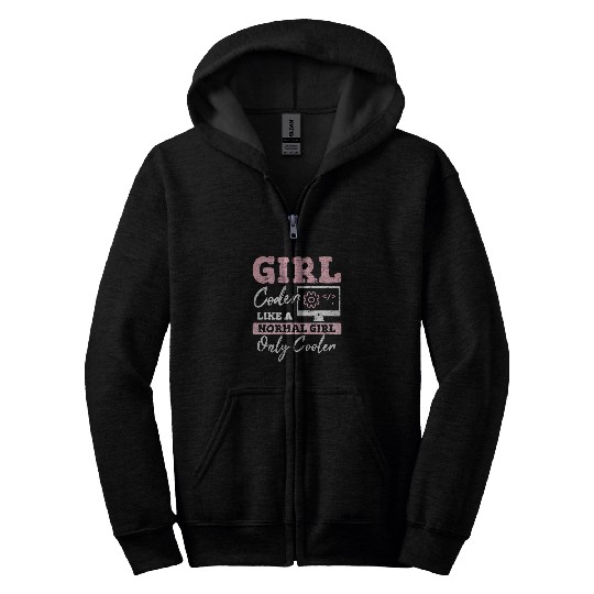 Funny Girl Coder Computer Programming Code Web Developers Zip Hoodies