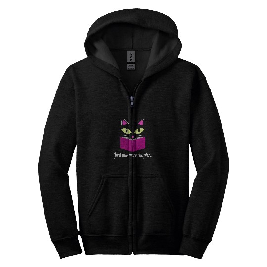 Cute Kitty Cat Face Just One More Chapter Zip Hoodies