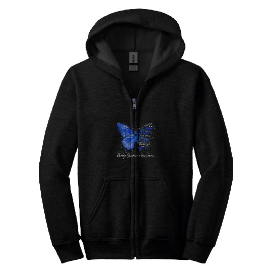 Charge Syndromes Warrior Womens Charge Syndromes Awareness Blue Ribbon Butterfly Zip Hoodies